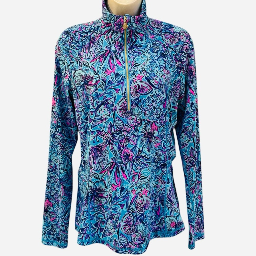 LILLY PULITZER JUSTINE HALF ZIP UPF 5
BREAKWATER BLUE SHELLS N BELLS M - Picture 4 of 11